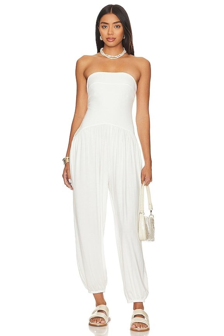 Free People MORA Jumpsuit off white Stretch Beach Minimalist Casual NWT XS